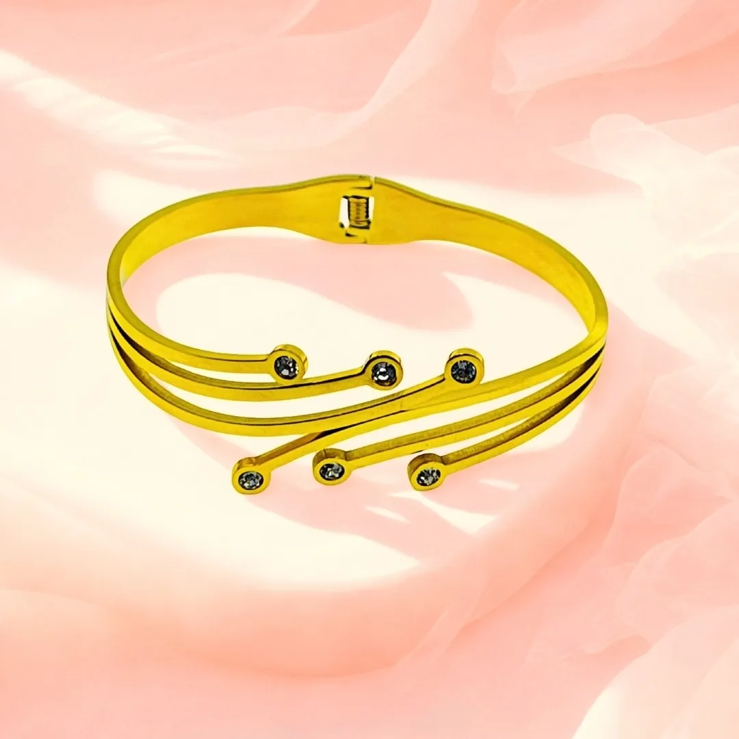 Gold Plated AD Stone Multi-Strand Bangle Set - Traditional Party Wear Jewellery