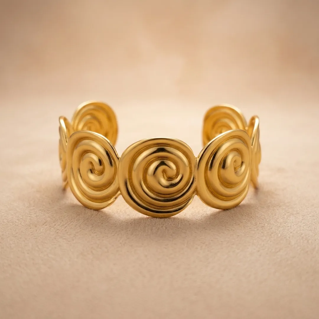 Gold Spiral Cuff Bracelet - Designer Party Wear Statement Jewellery