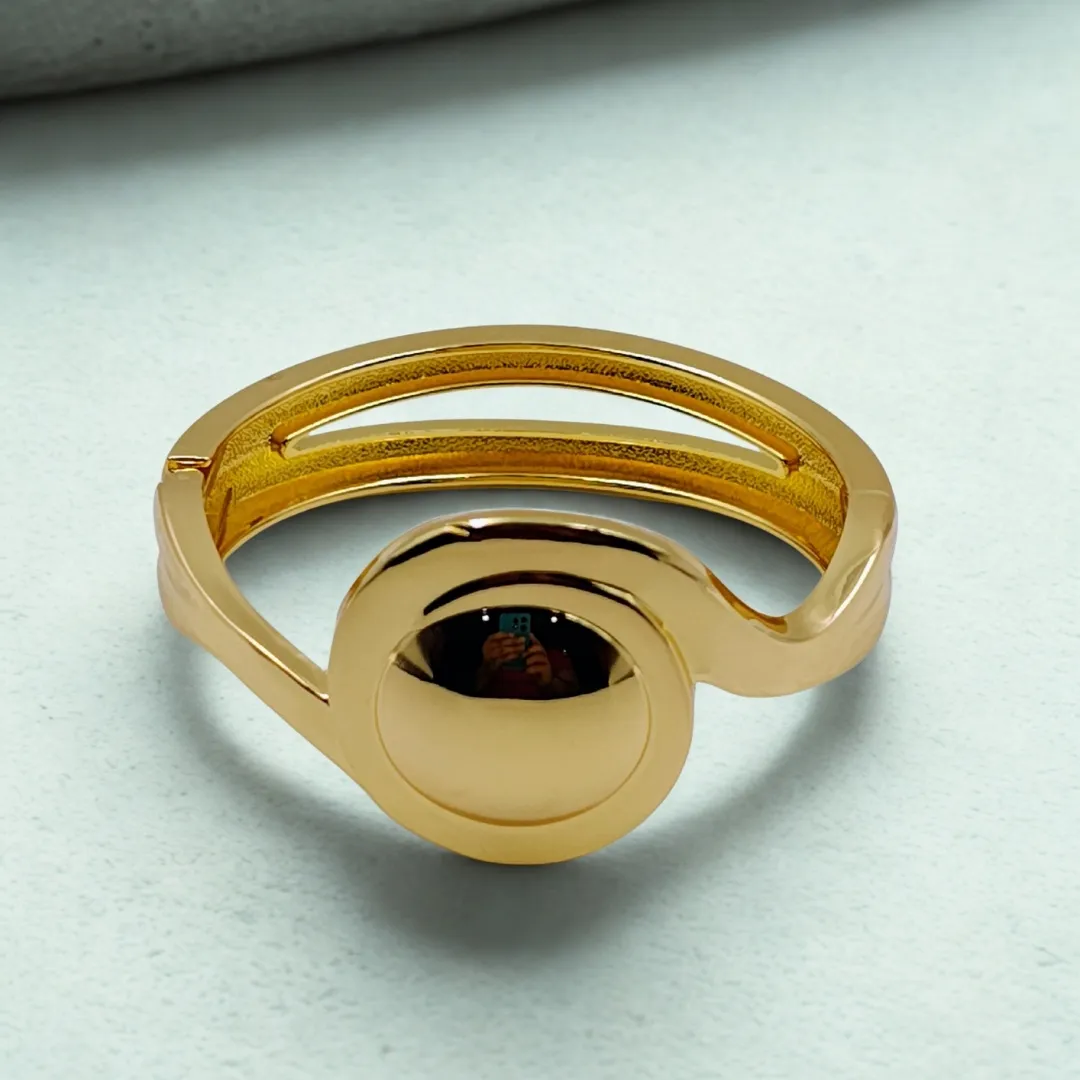 Gold Plated Oval Statement Cuff Bracelet - Designer Party Wear Jewellery