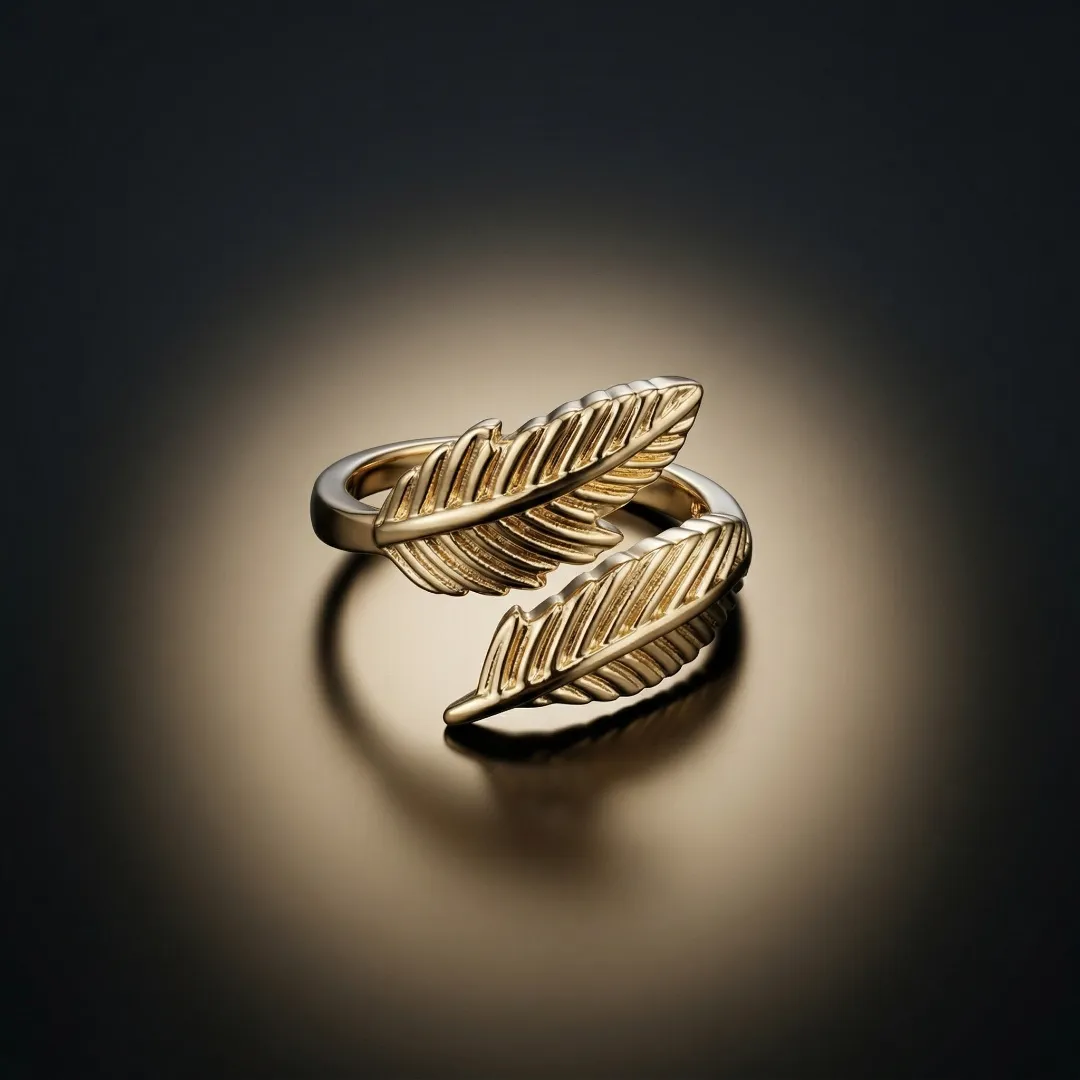 Gold Leaf Wrap Ring - Statement Designer Fashion Jewellery for Women