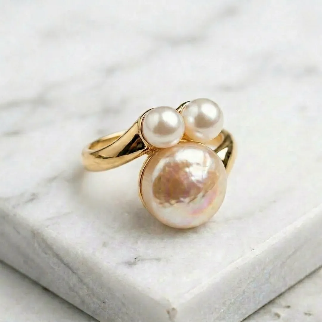 Pearl Cluster Statement Ring - Designer Fashion Jewellery for Bridal & Party Wear