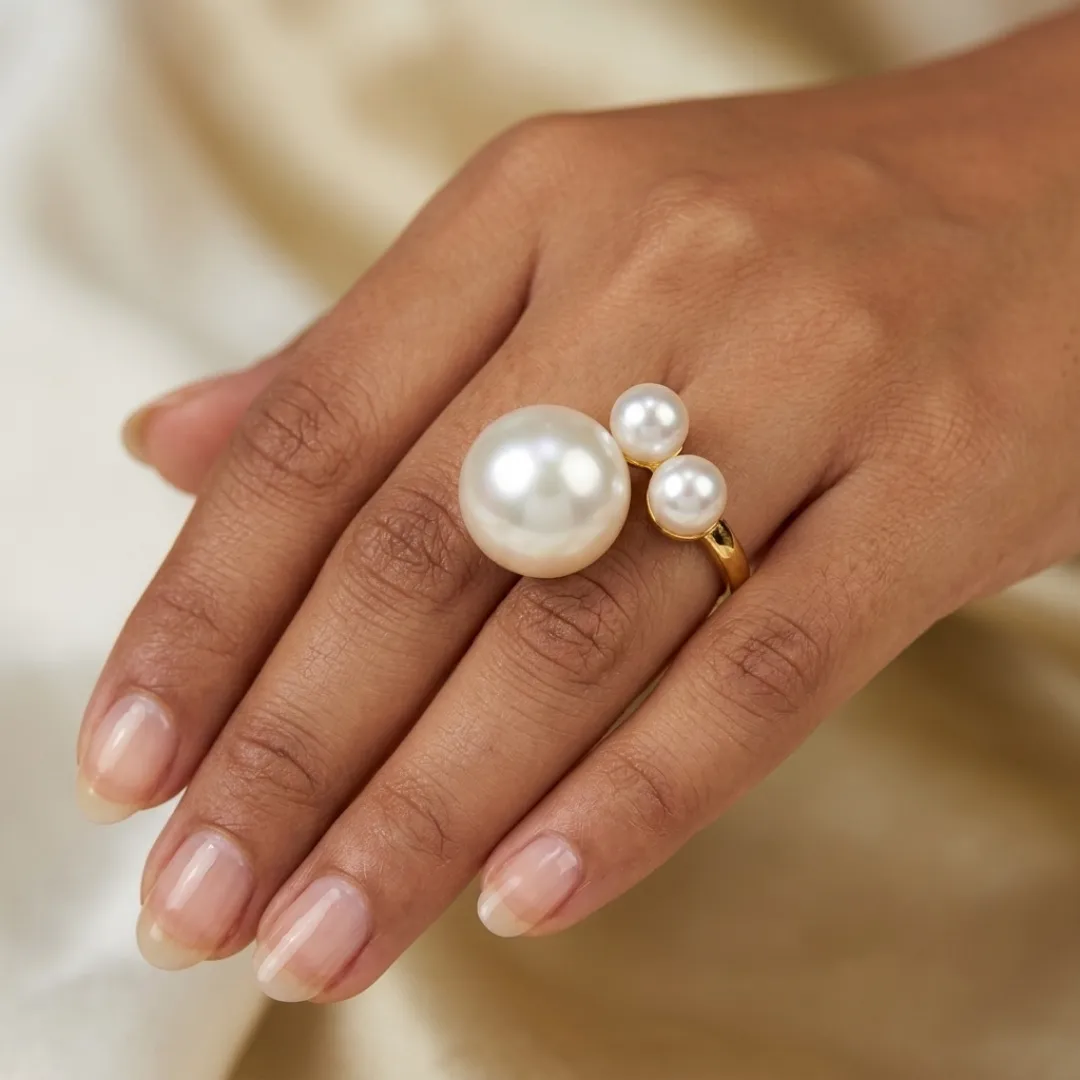 Pearl Cluster Statement Ring - Designer Fashion Jewellery for Bridal & Party Wear