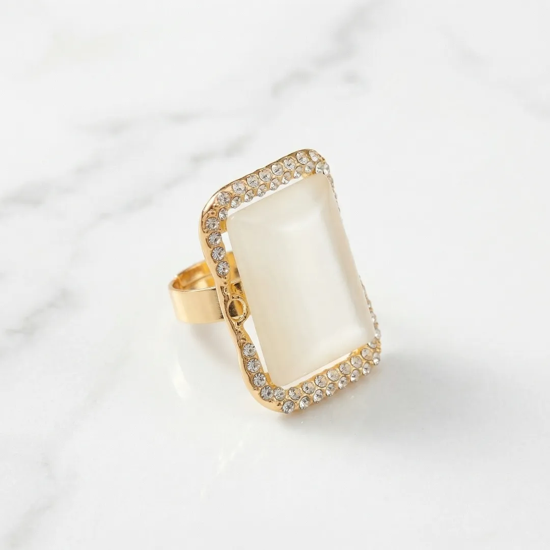 White Stone AD Cocktail Ring - Designer Fashion Jewellery for Bridal & Party Wear