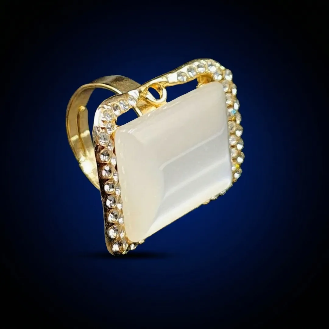 White Stone AD Cocktail Ring - Designer Fashion Jewellery for Bridal & Party Wear