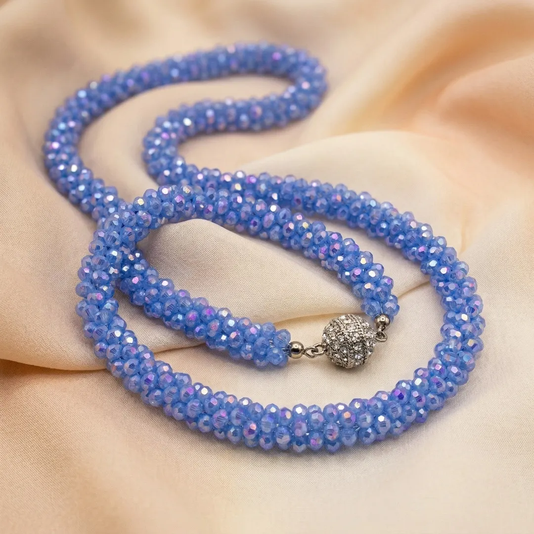 Blue Beaded Traditional Necklace with Magnetic Lock - Designer Fashion Jewellery for Bridal & Party Wear