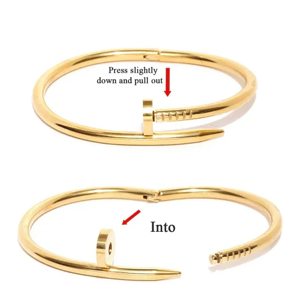 Luxe Nail Cuff Bracelet | Stainless Steel | 18K Gold Plated | Anti Tarnish
