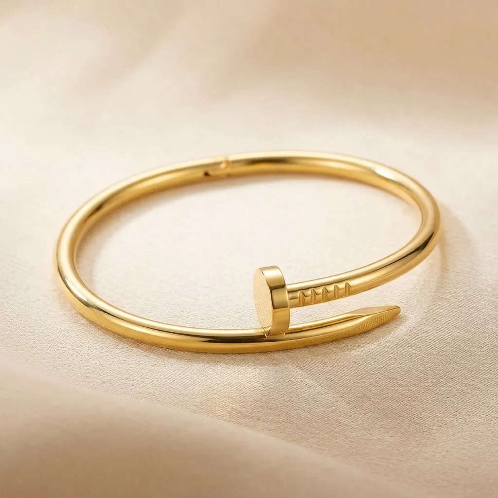 Luxe Nail Cuff Bracelet | Stainless Steel | 18K Gold Plated | Anti Tarnish