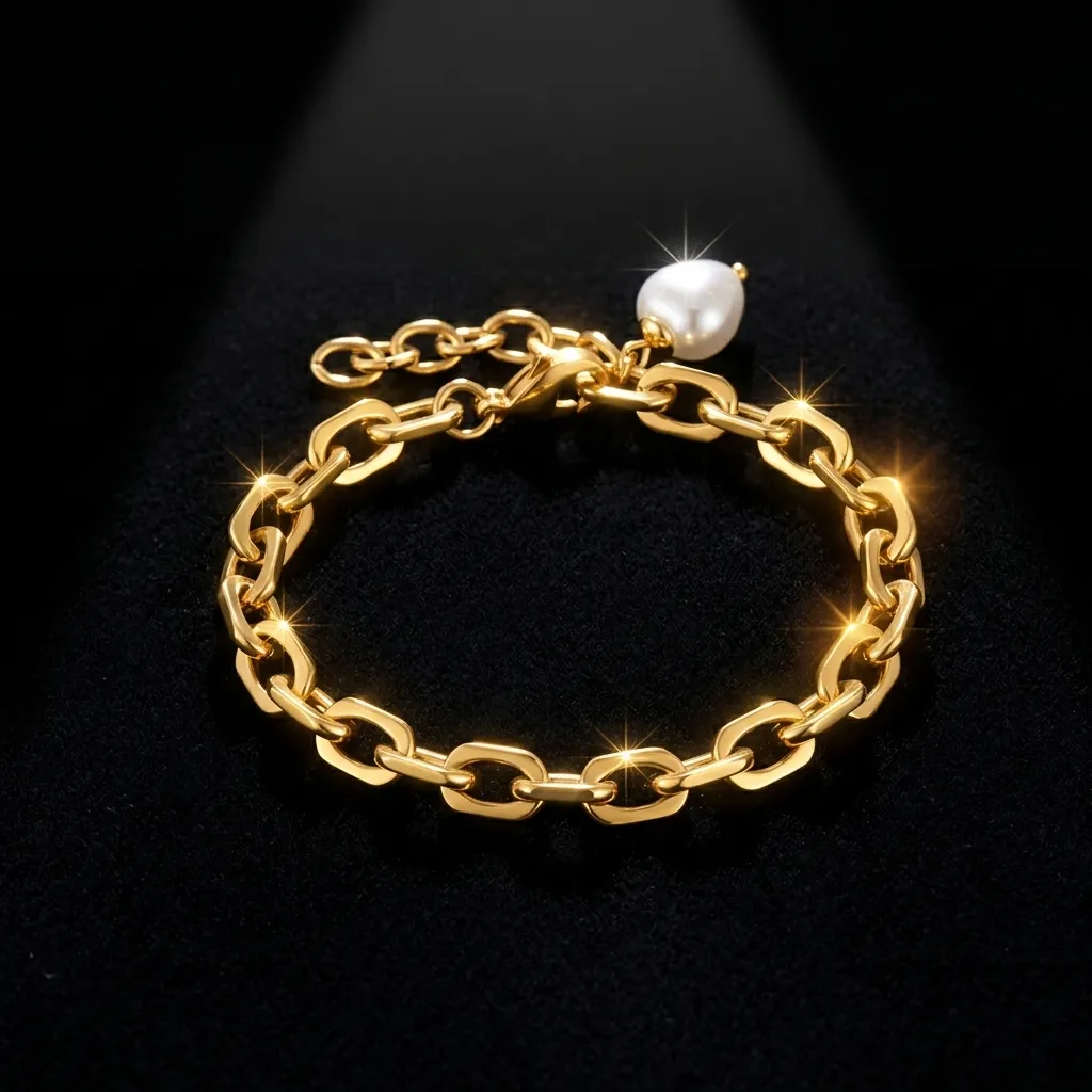 Amara Pearl Heart Bracelet | Stainless Steel | 18K Gold Plated | Anti Tarnish