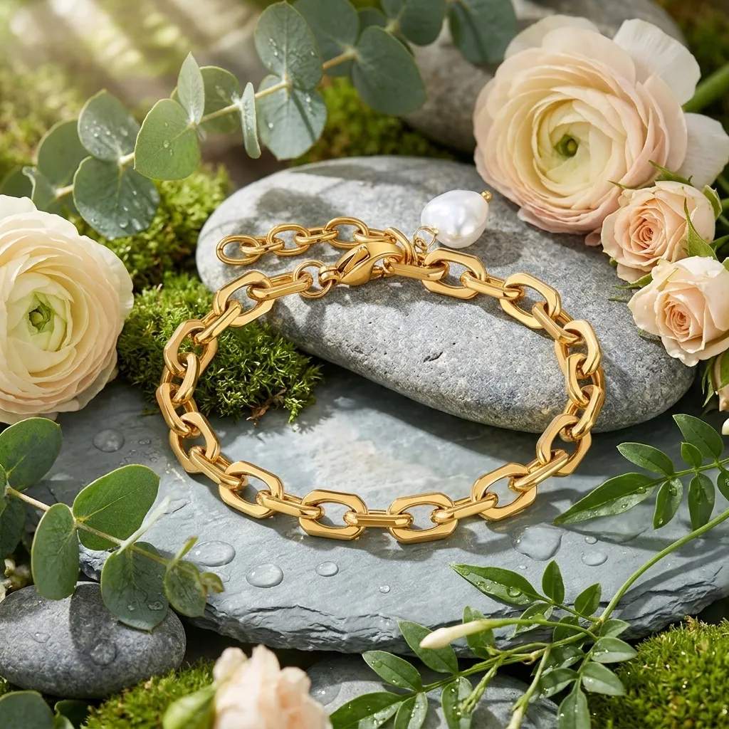 Amara Pearl Heart Bracelet | Stainless Steel | 18K Gold Plated | Anti Tarnish