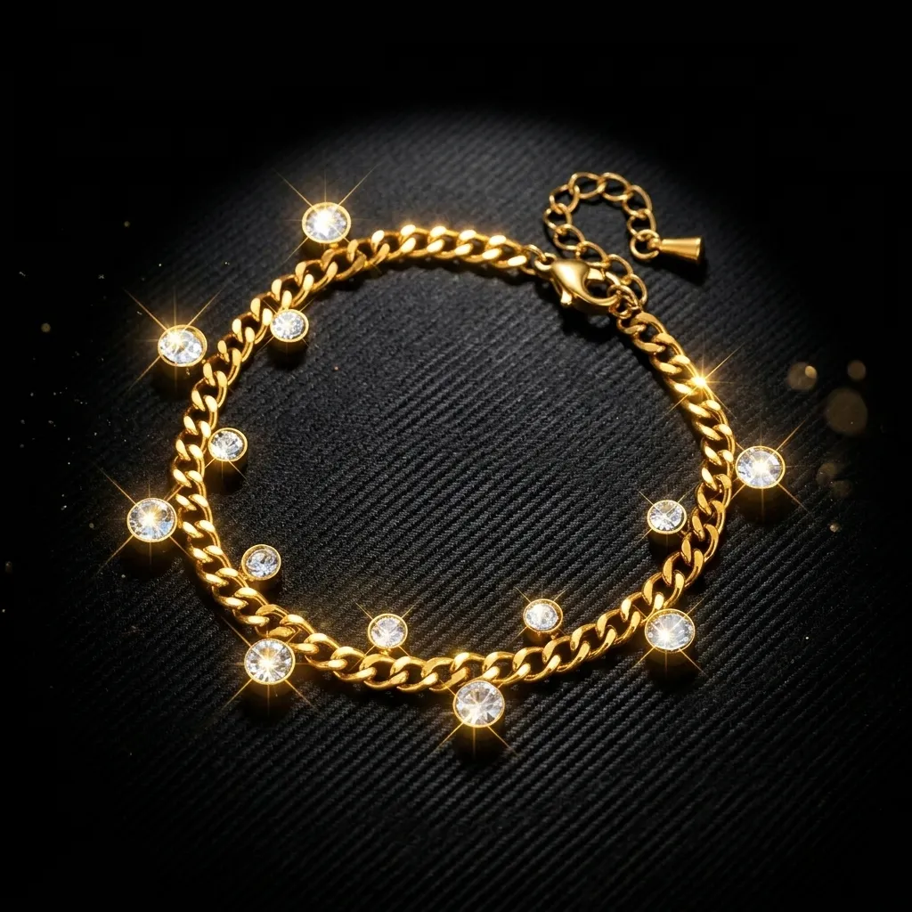 Sparkle Chain Charm Bracelet | Stainless Steel | 18K Gold Plated | Anti Tarnish