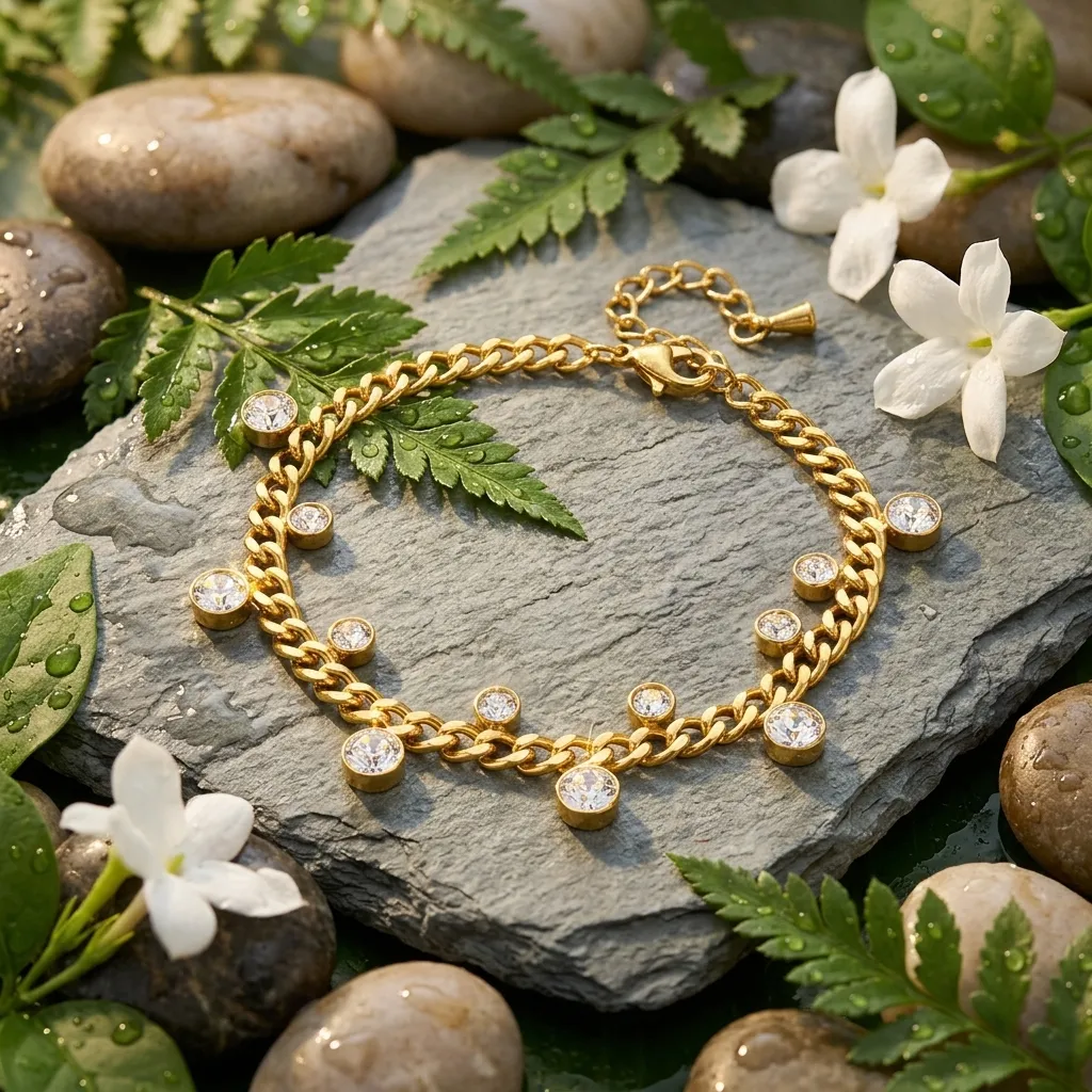 Sparkle Chain Charm Bracelet | Stainless Steel | 18K Gold Plated | Anti Tarnish