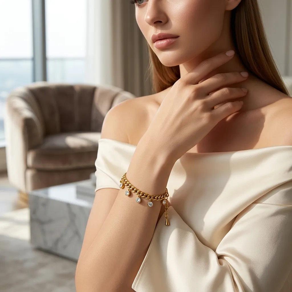 Sparkle Chain Charm Bracelet | Stainless Steel | 18K Gold Plated | Anti Tarnish