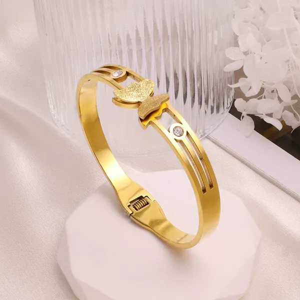  Graceful Butterfly Bangle Bracelet | Stainless Steel | 18K Gold Plated | Anti Tarnish