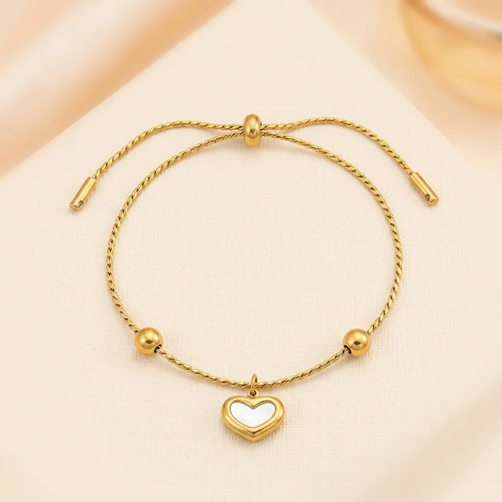 Petite Heart Charm Bracelet | Stainless Steel | 18K Gold Plated | Anti Tarnish