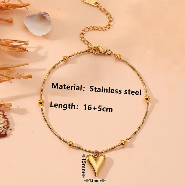 Puffy Heart Snake Chain Bracelet | Stainless Steel | 18K Gold Plated | Anti Tarnish