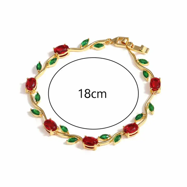 Ruby Emerald Gemstone Bracelet | Stainless Steel | 18K Gold Plated | Anti Tarnish