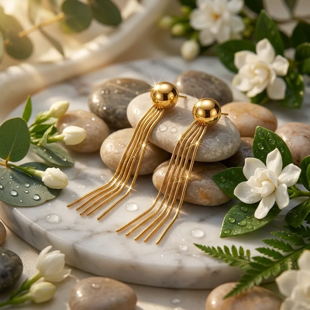 Elara Tassel Drop Earrings | Stainless Steel | 18K Gold Plated | Anti Tarnish