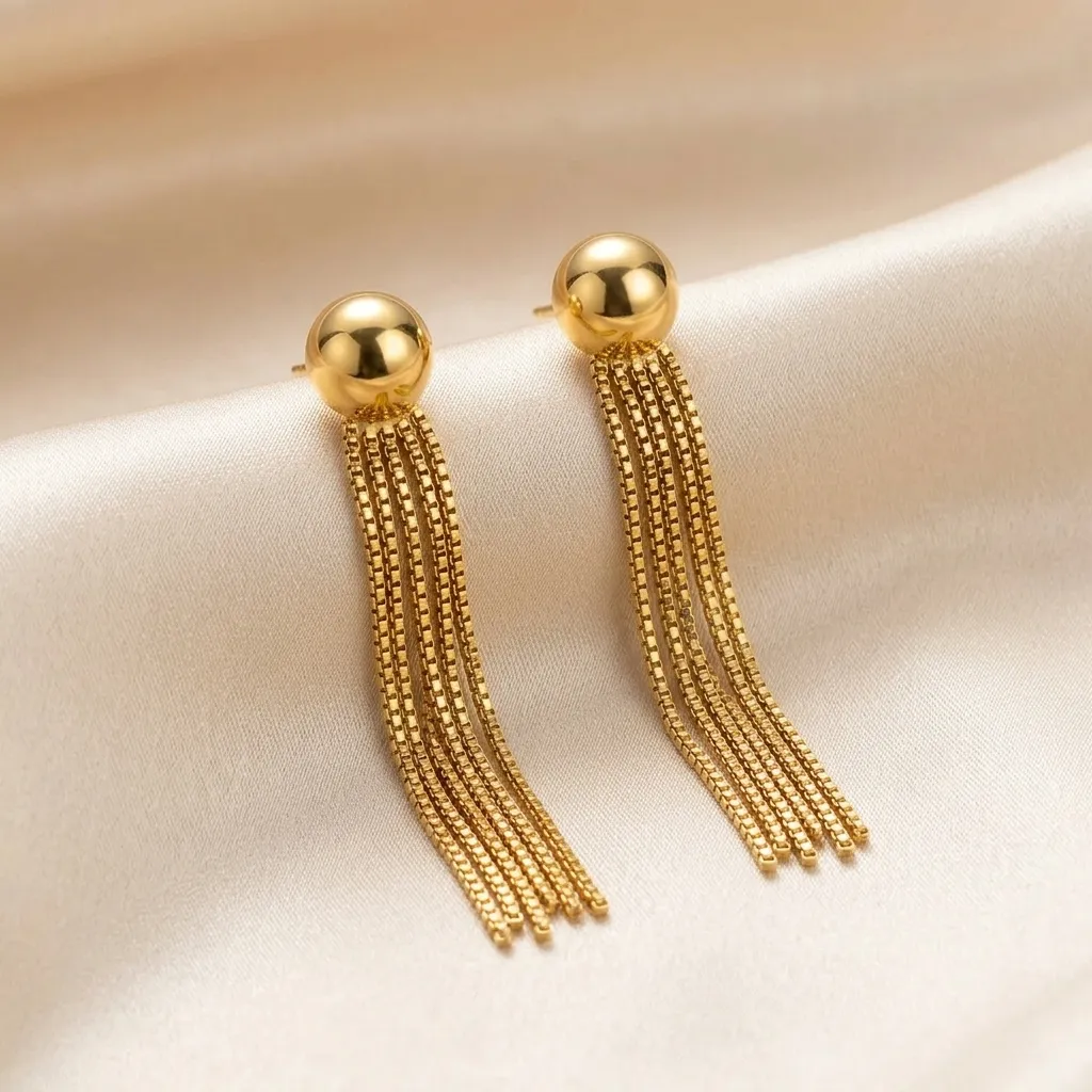 Elara Tassel Drop Earrings | Stainless Steel | 18K Gold Plated | Anti Tarnish