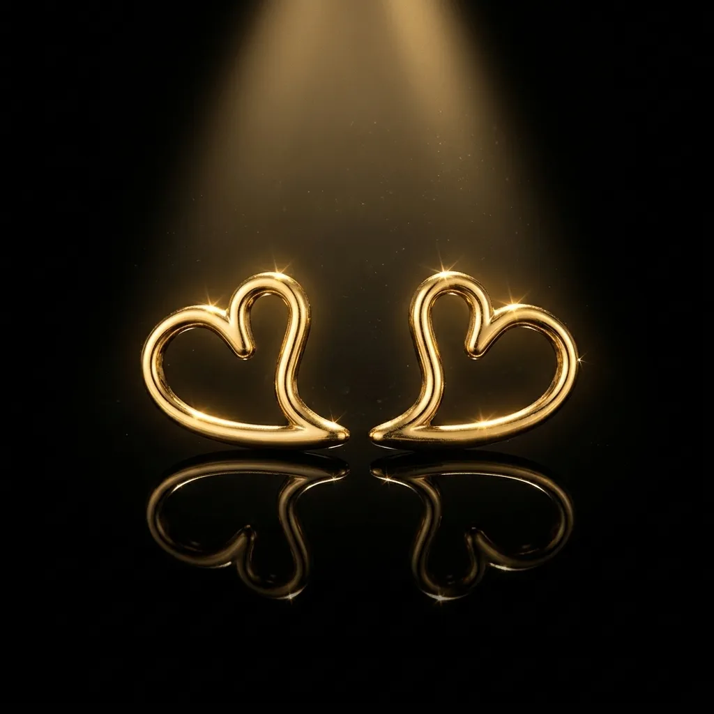 Vivienne Open Heart Stud Earrings | Stainless Steel | 18K Gold Plated | Anti Tarnish