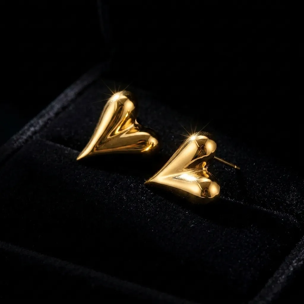 Solène Bold Heart Statement Earrings | Stainless Steel | 18K Gold Plated | Anti Tarnish