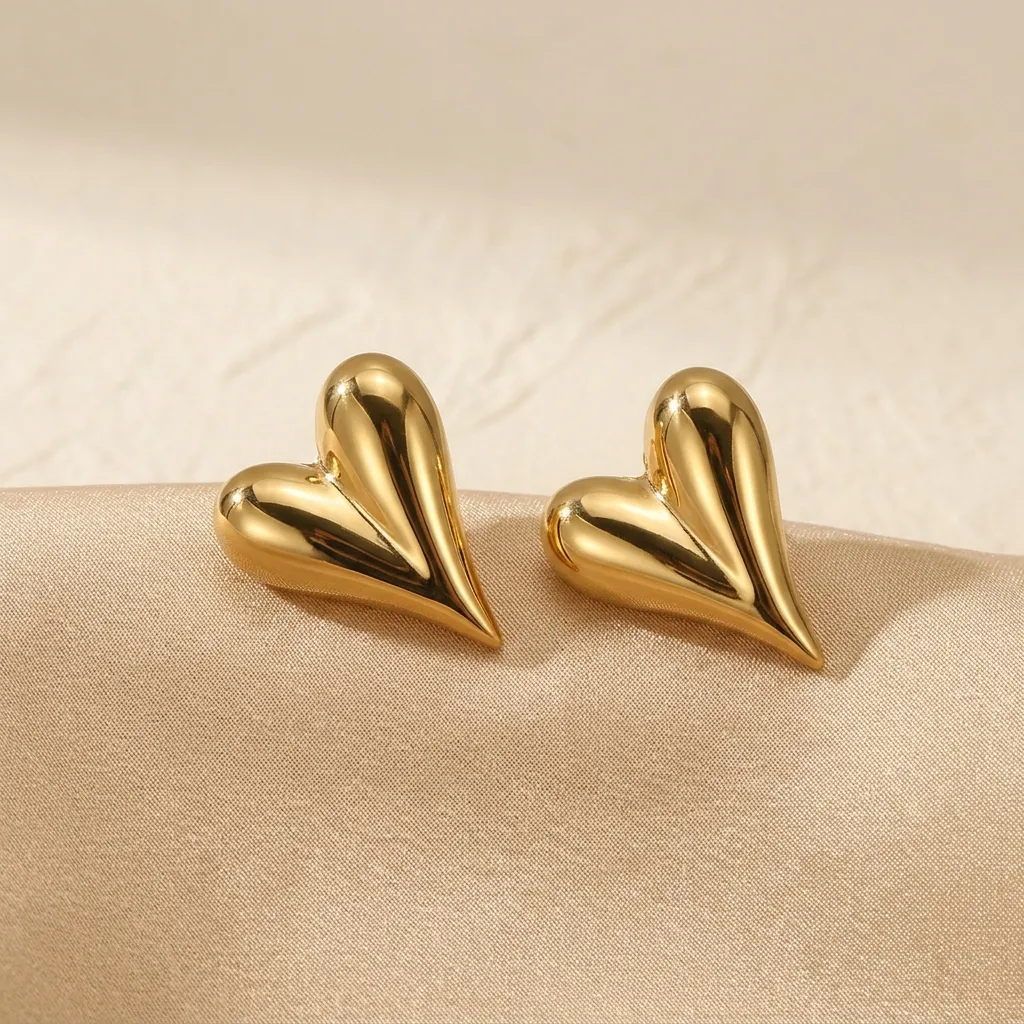Solène Bold Heart Statement Earrings | Stainless Steel | 18K Gold Plated | Anti Tarnish