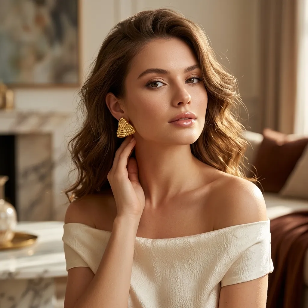 Sienna Triangle Stud Earrings | Stainless Steel | 18K Gold Plated | Anti Tarnish