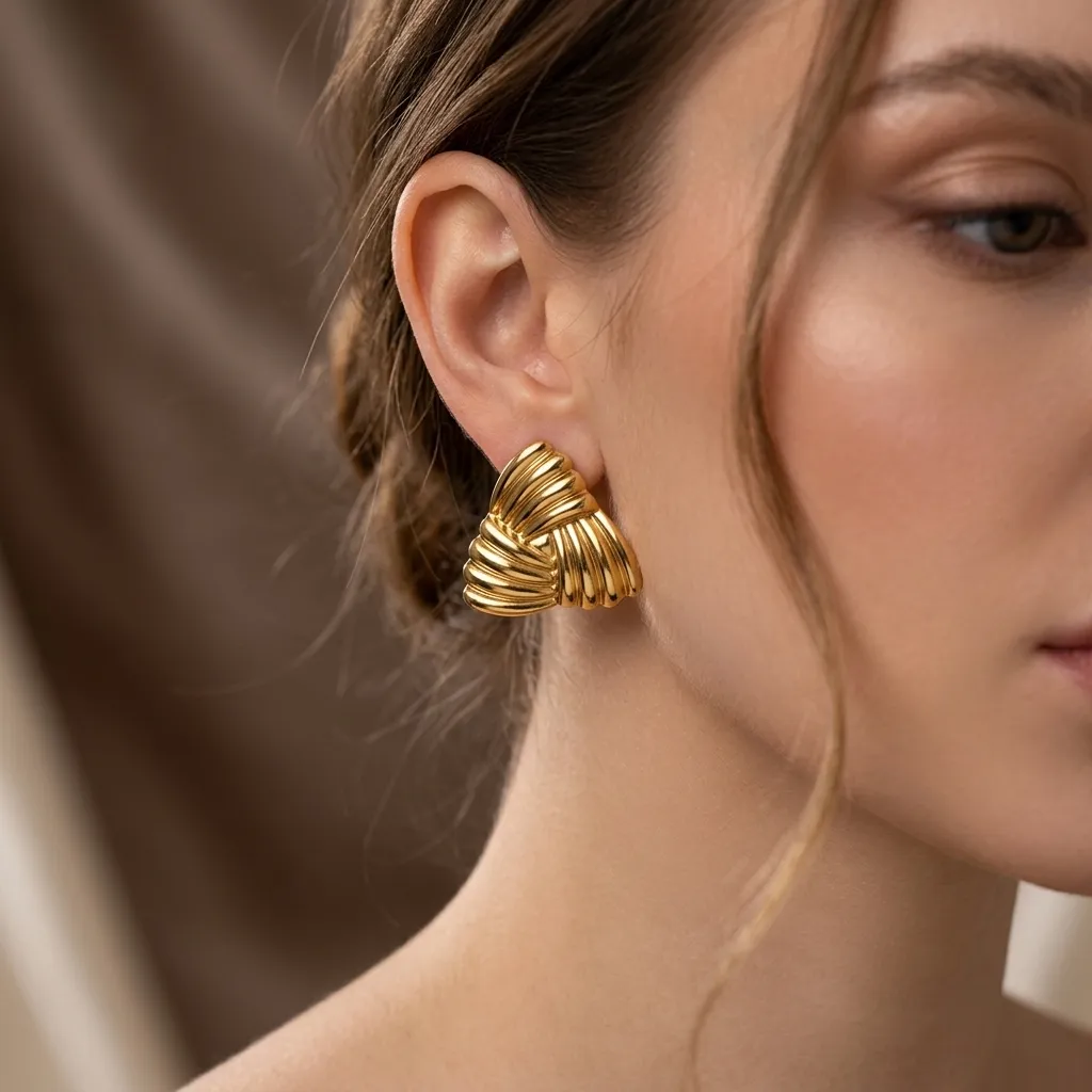 Sienna Triangle Stud Earrings | Stainless Steel | 18K Gold Plated | Anti Tarnish