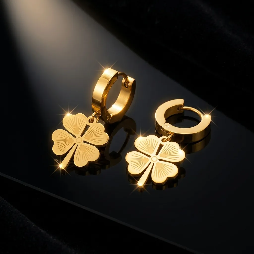 Amara Clover Hoop Earrings | Stainless Steel | 18K Gold Plated | Anti Tarnish
