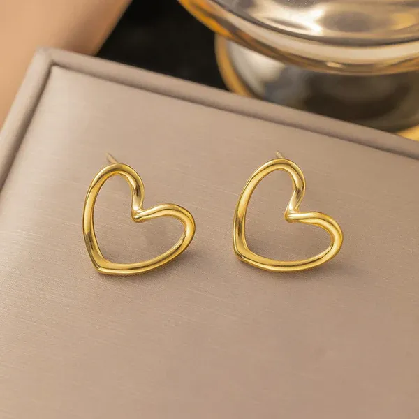 Amour Open Heart Earrings | Stainless Steel | 18K Gold Plated | Anti Tarnish