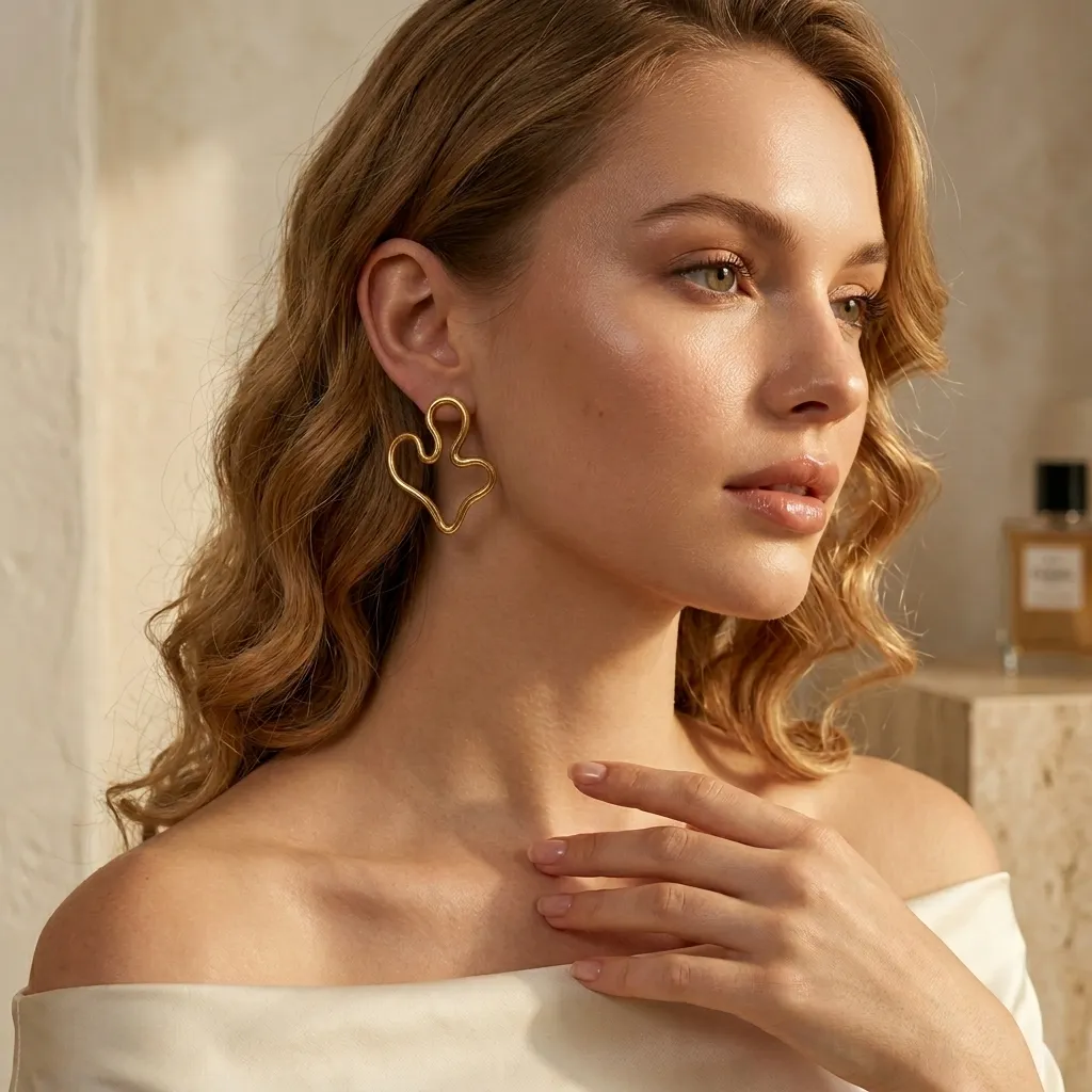 Amour Open Heart Earrings | Stainless Steel | 18K Gold Plated | Anti Tarnish