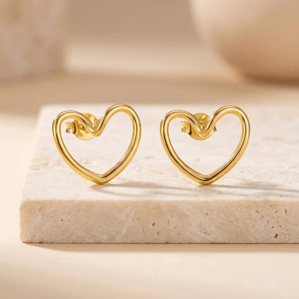 Amour Open Heart Earrings | Stainless Steel | 18K Gold Plated | Anti Tarnish