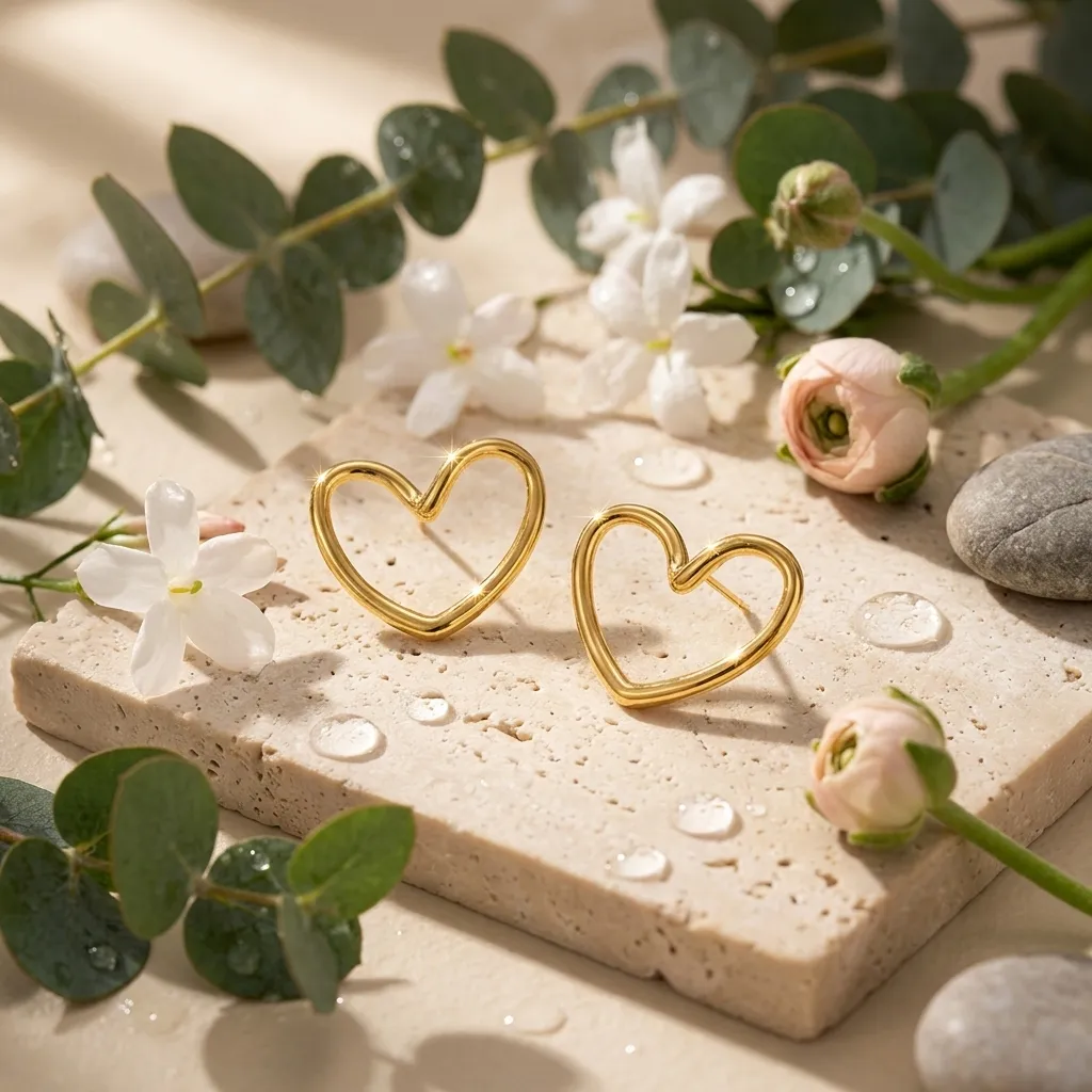 Amour Open Heart Earrings | Stainless Steel | 18K Gold Plated | Anti Tarnish