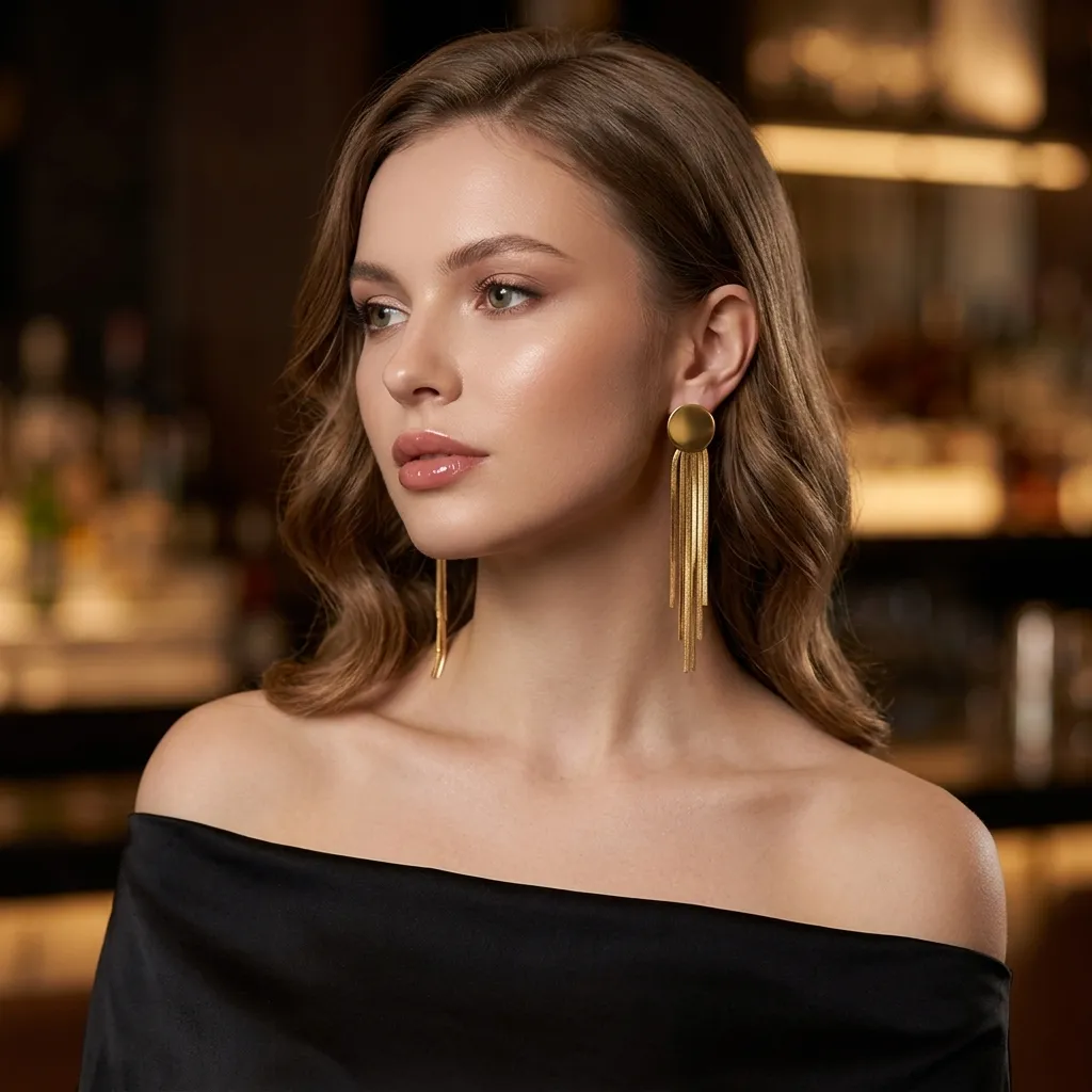 Aura Tassel Drop Earrings | Stainless Steel | 18K Gold Plated | Anti Tarnish