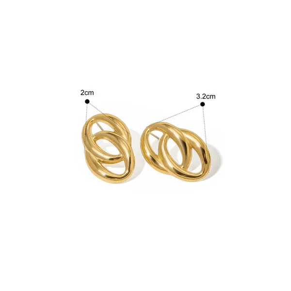 Nova Double Oval Earrings | Stainless Steel | 18K Gold Plated | Anti Tarnish