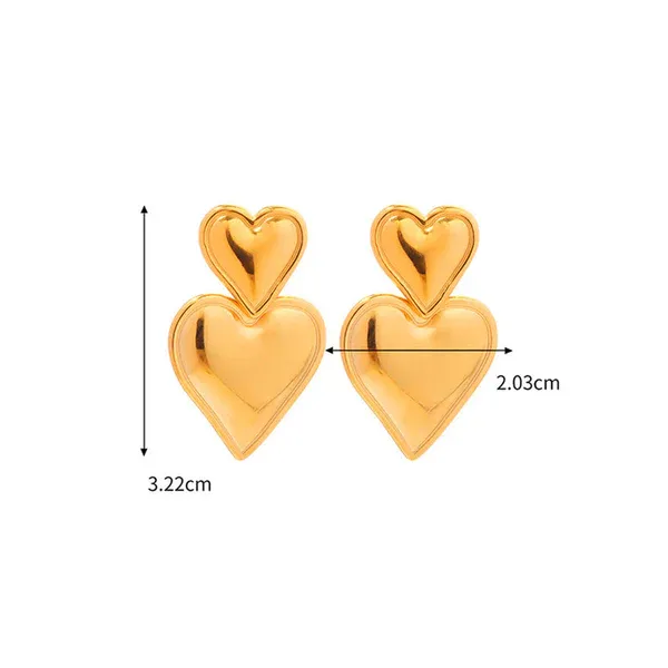 Valentina Double Heart Earrings | Stainless Steel | 18K Gold Plated | Anti Tarnish