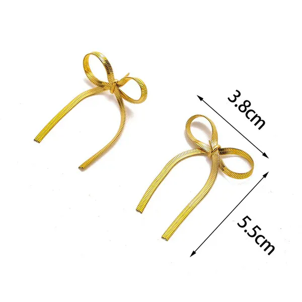 Iris Ribbon Bow Earrings | Stainless Steel | 18K Gold Plated | Anti Tarnish