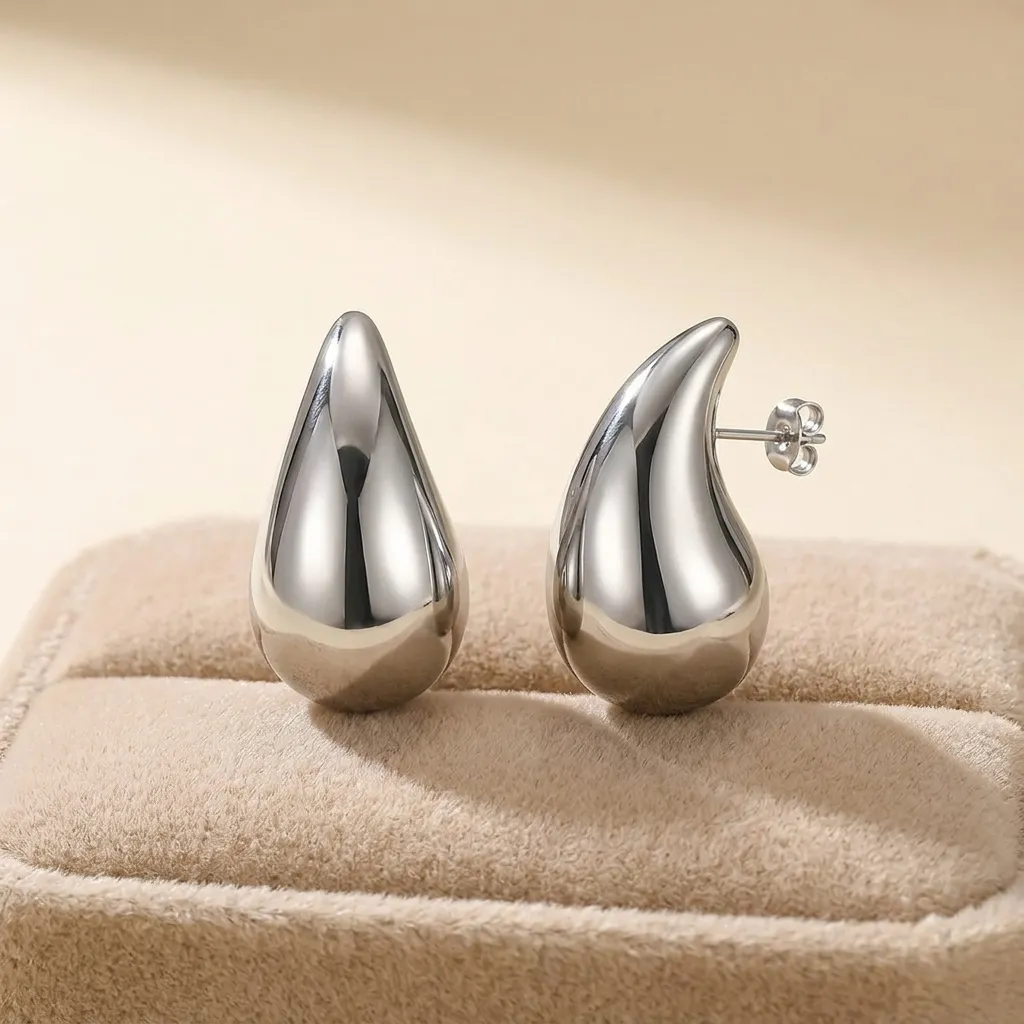 Freya Teardrop Earrings | Stainless Steel | 18K White Gold Plated | Anti Tarnish