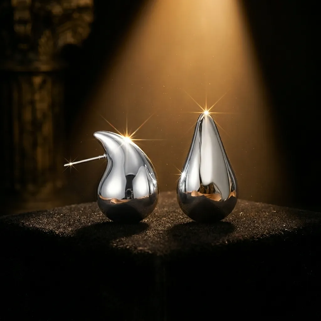 Freya Teardrop Earrings | Stainless Steel | 18K White Gold Plated | Anti Tarnish