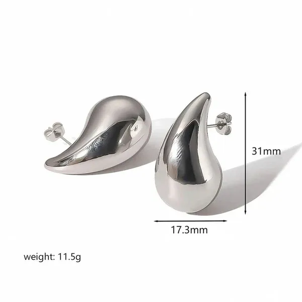 Freya Teardrop Earrings | Stainless Steel | 18K White Gold Plated | Anti Tarnish