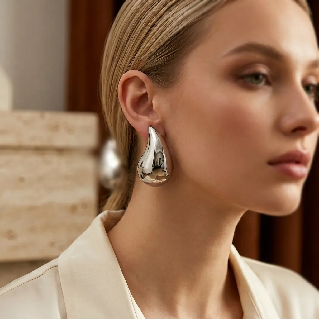 Freya Teardrop Earrings | Stainless Steel | 18K White Gold Plated | Anti Tarnish