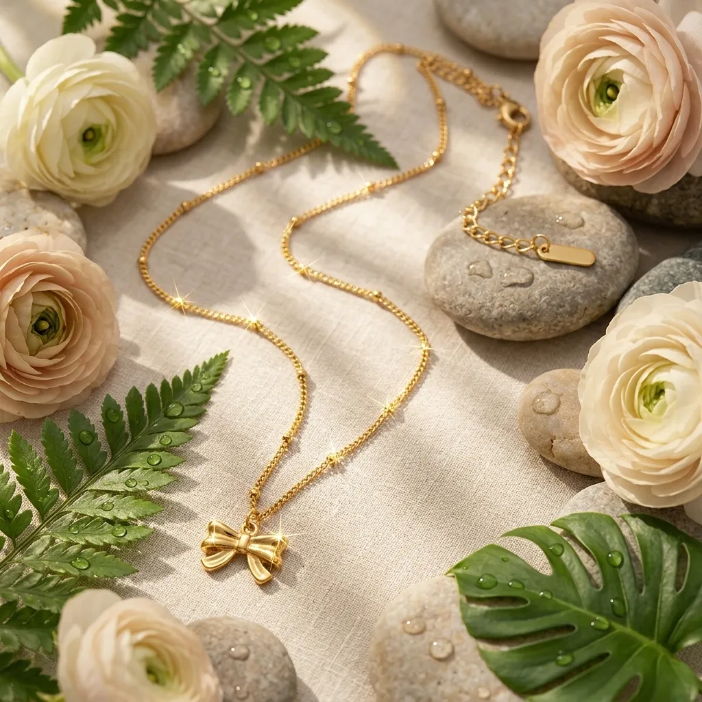 Clara Bow Necklace | Stainless Steel | 18K Gold Plated | Anti Tarnish