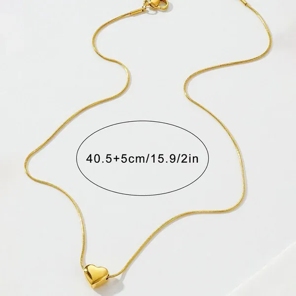 Mia Puffed Heart Necklace | Stainless Steel | 18K Gold Plated | Anti Tarnish