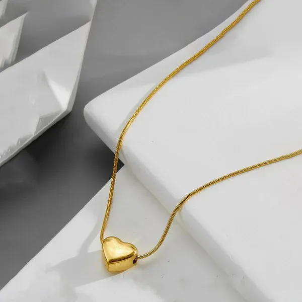 Mia Puffed Heart Necklace | Stainless Steel | 18K Gold Plated | Anti Tarnish