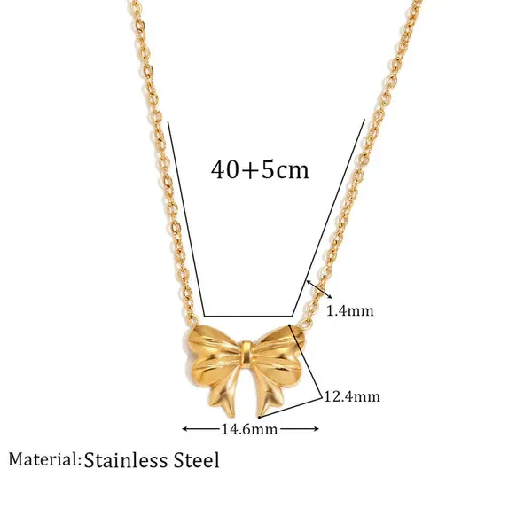Elena Bow Necklace | Stainless Steel | 18K Gold Plated | Anti Tarnish