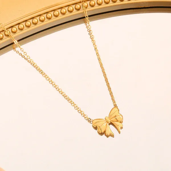 Elena Bow Necklace | Stainless Steel | 18K Gold Plated | Anti Tarnish