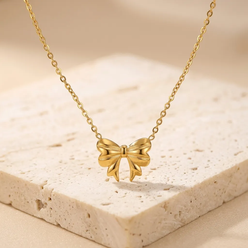 Elena Bow Necklace | Stainless Steel | 18K Gold Plated | Anti Tarnish