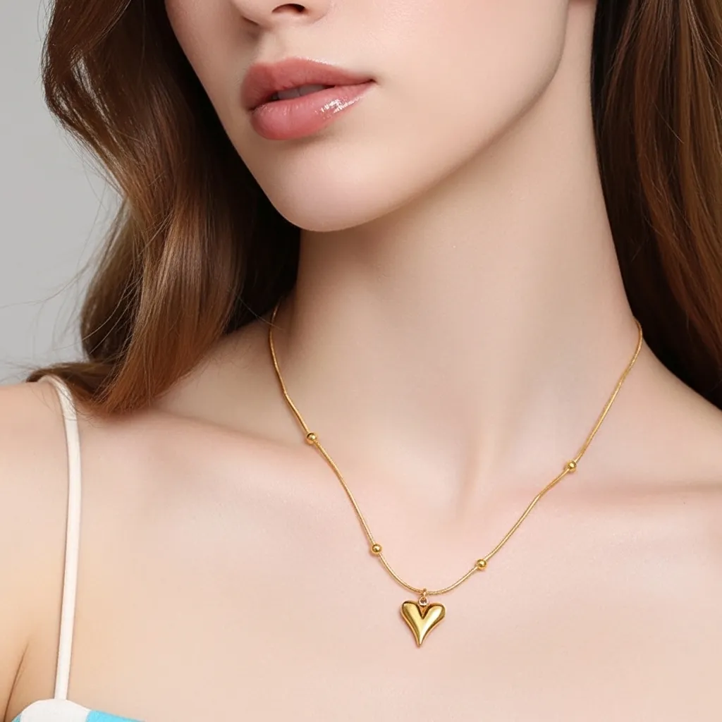 Chloe Heart Necklace | Stainless Steel | 18K Gold Plated | Anti Tarnish