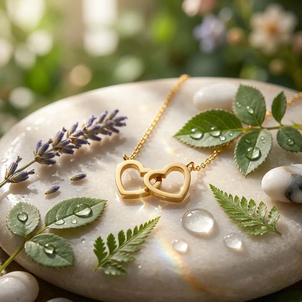 Amara Interlocking Heart Necklace | Stainless Steel | 18K Gold Plated | Anti Tarnish