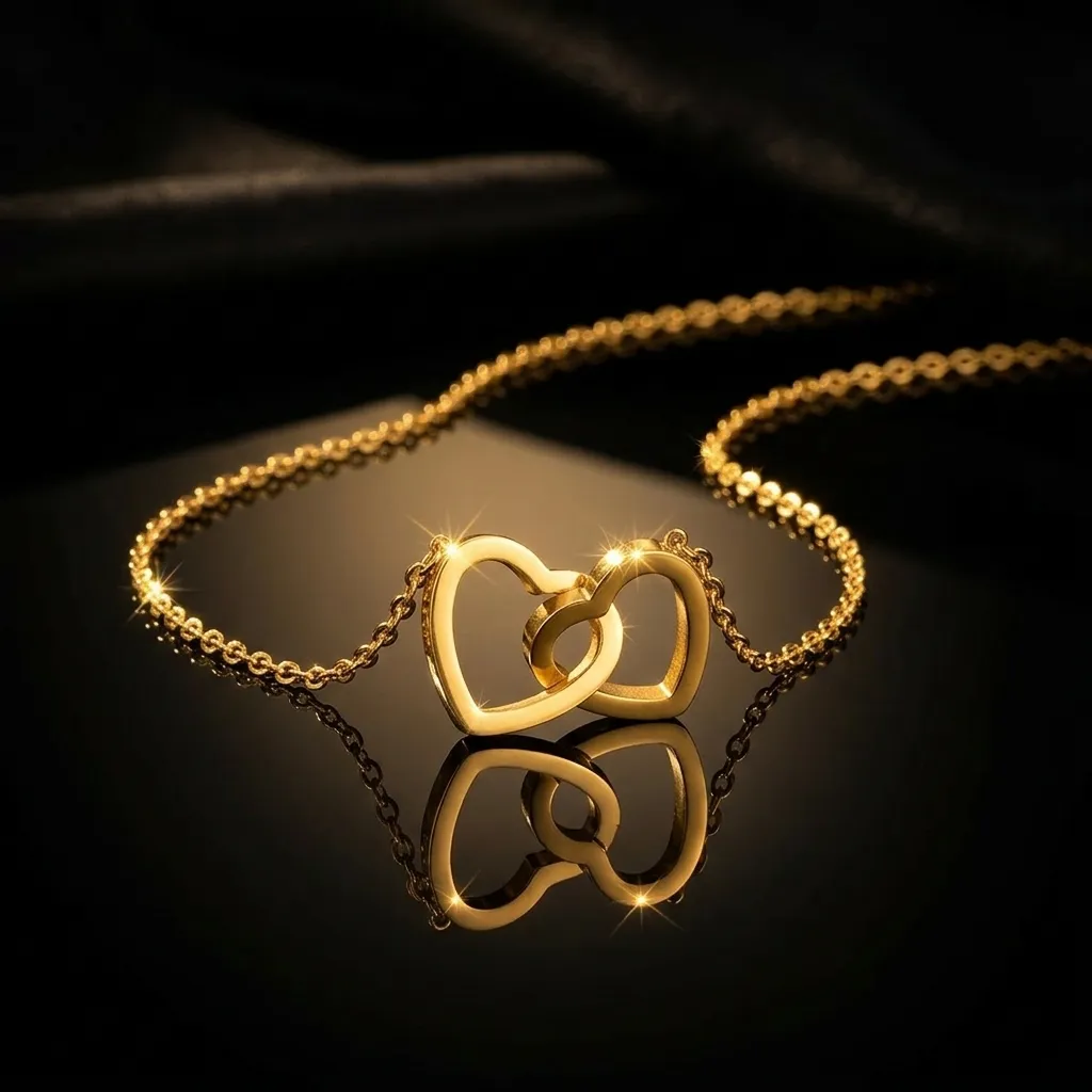 Amara Interlocking Heart Necklace | Stainless Steel | 18K Gold Plated | Anti Tarnish