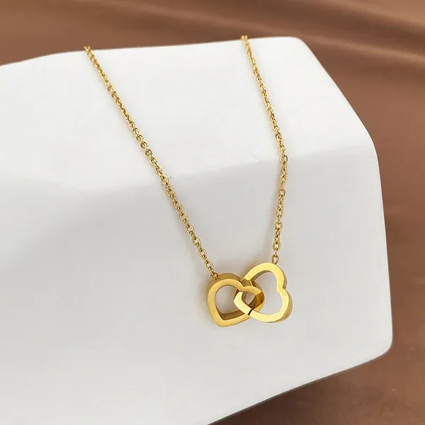 Amara Interlocking Heart Necklace | Stainless Steel | 18K Gold Plated | Anti Tarnish
